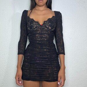 FOR LOVE AND LEMONS GOTHIC ROMANTIC LACE ROSETTE DRESS
